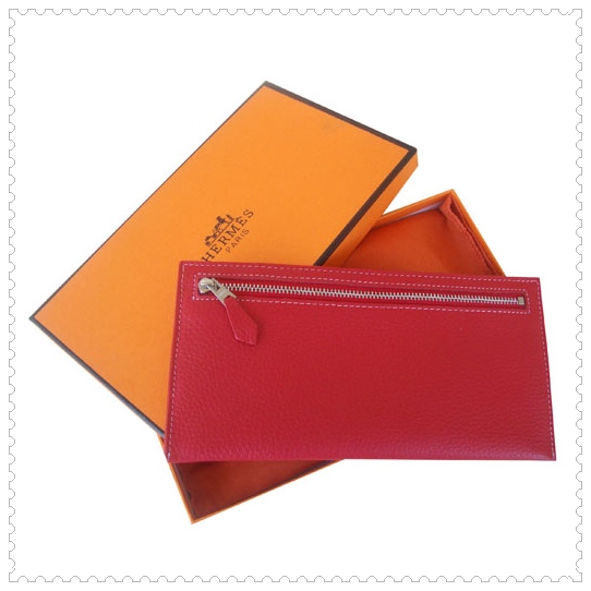 Classic Hermes Zip Wallet Red